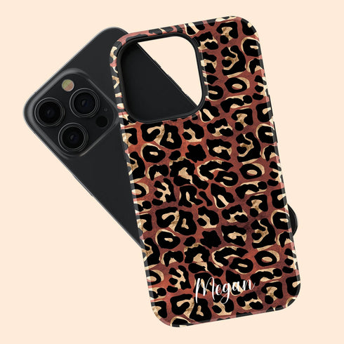 Metallic Leopard Personalized Name iPhone Case